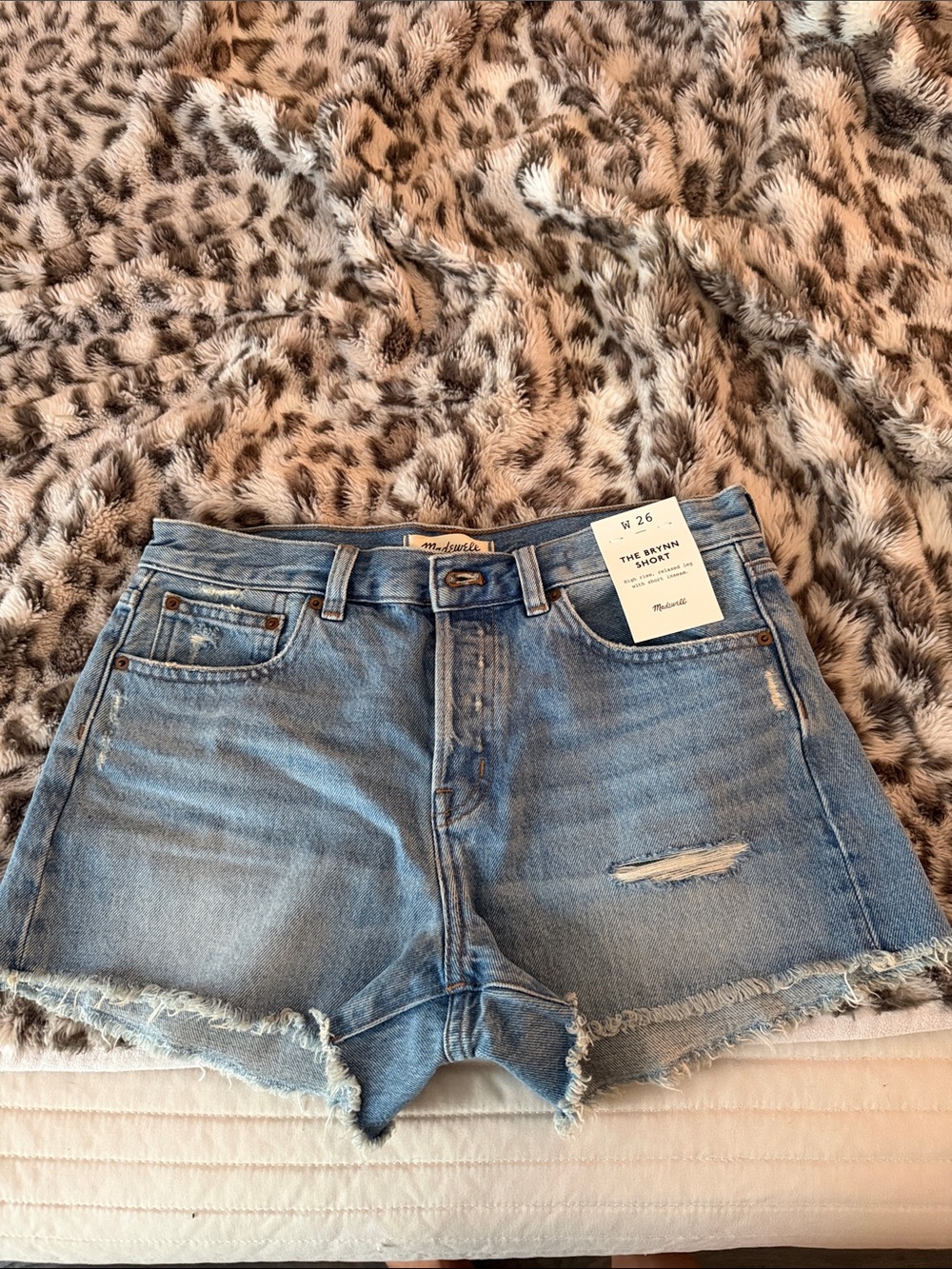 Madewell Light Blue Distressed Denim Shorts